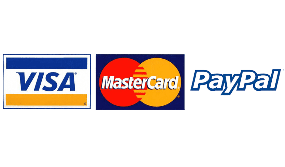 Logos zahlungsanbieter Paypal, Mastercard Visa