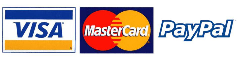 Logos der Zahlungsanbieter VISA Mastercard Paypal Überweisung
