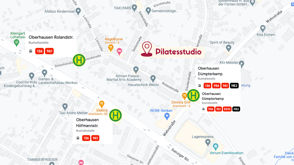 ÖPNV Anbindung Pilatesstudio Oberhausen
